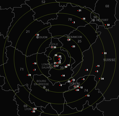 Carte des membres du réseau Jura Orage